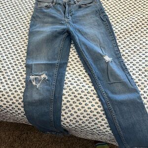 Free People Distressed Blue Skinny Jeans